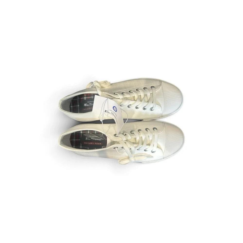 Ben Sherman Dorset Lo Men's 9.5 White Canvas Low Top Sneakers New in Box NWB